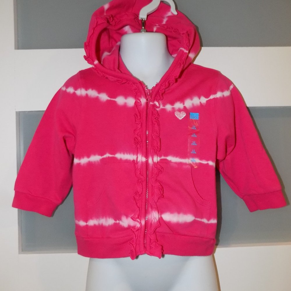 The Children's Place Pink/White Ruffled Hooded Jacket Size 12 Months Girl's NEW